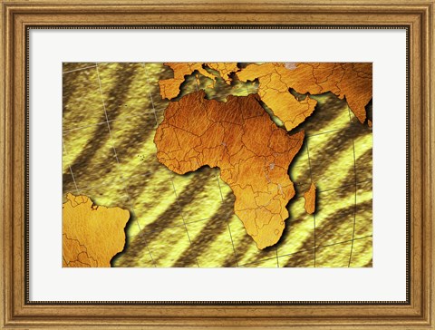 Framed Close-up of a map of Africa Print