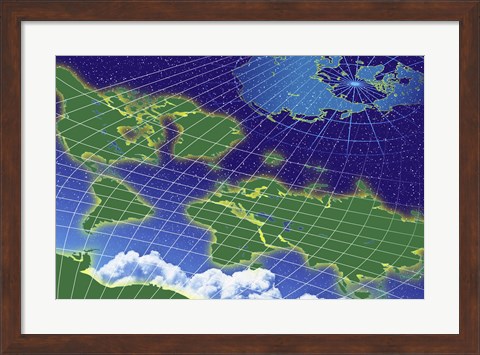 Framed Close-up of a world map Print