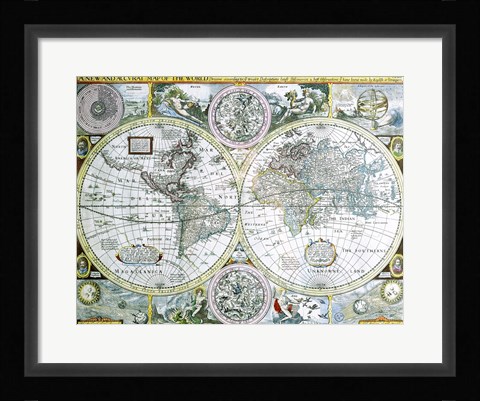 Framed Close-up of a world map, John Speed, 1626 Print