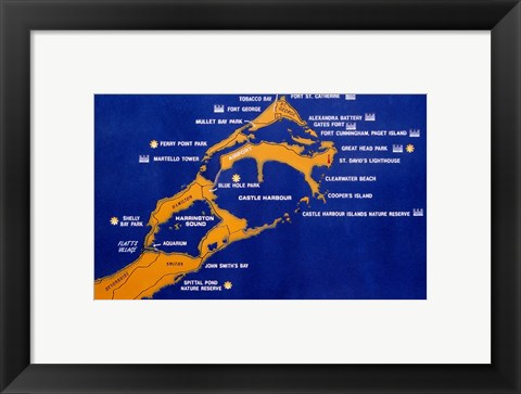 Framed Close-up of map of Bermuda Print
