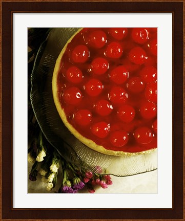 Framed Close-up of a cherry covered cheesecake Print