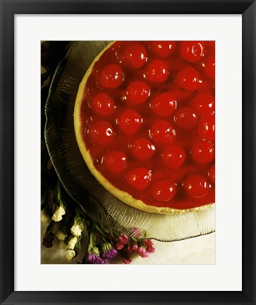 Framed Close-up of a cherry covered cheesecake Print