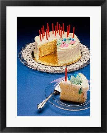 Framed Close-up of candles on a birthday cake Print