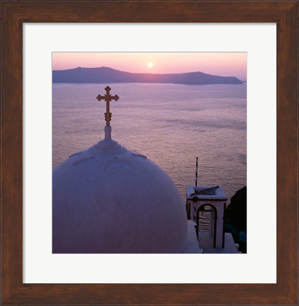 Framed Sunrise, Santorini, Oia, Cyclades Islands, Greece Print