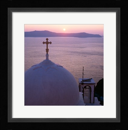 Framed Sunrise, Santorini, Oia, Cyclades Islands, Greece Print