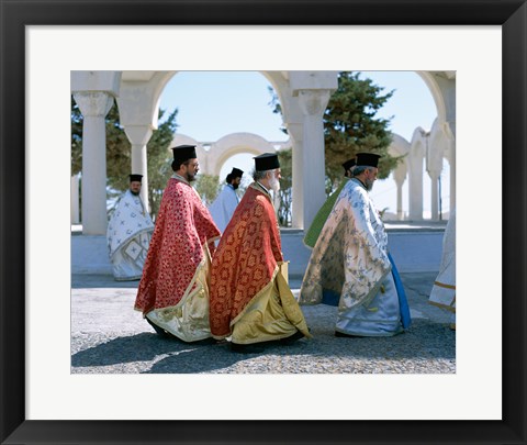 Framed Greek Orthodox, Priests, Santorini, Thira (Fira), Cyclades Islands, Greece Print
