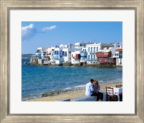 Framed Little Venice, Mykonos, Cyclades Islands, Greece Print