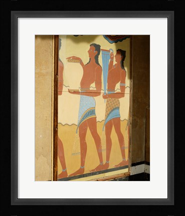 Framed Minoan Art, Procession Fresco, Palace of Knossos, Knossos, Crete, Greece Print