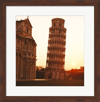 Framed Tower at sunrise, Leaning Tower, Pisa, Italy Print