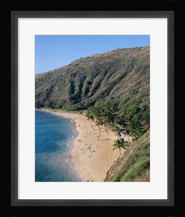 Framed High angle view of a bay, Hanauma Bay, Oahu, Hawaii, USA Print