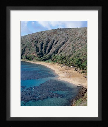 Framed High angle view of a bay, Hanauma Bay, Oahu, Hawaii, USA Vertical Print