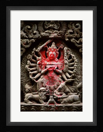 Framed Statue of a goddess, Kathmandu, Nepal Print