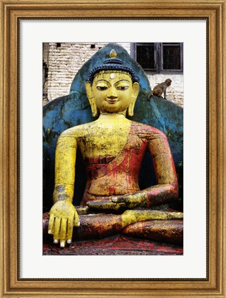 Framed Statue of Buddha, Kathmandu, Nepal Print