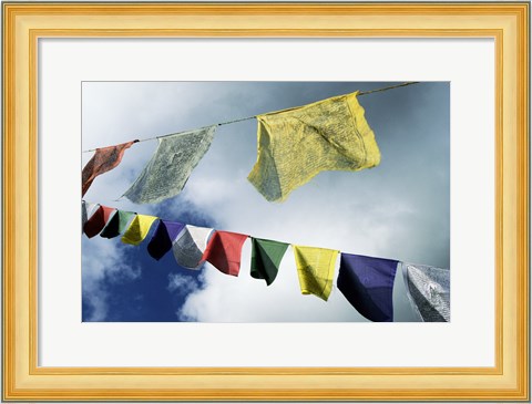 Framed Low angle view of prayer flags, Kathmandu, Nepal Print