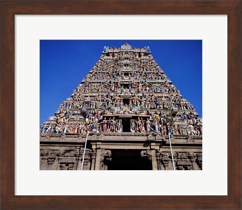 Framed Carving on Sri Meenakshi Hindu Temple, Chennai, Tamil Nadu, India Print