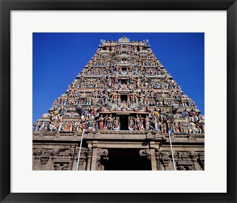 Framed Carving on Sri Meenakshi Hindu Temple, Chennai, Tamil Nadu, India Print