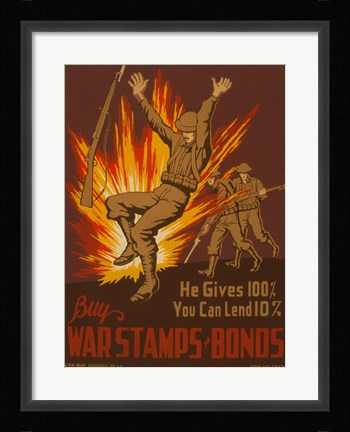 Framed War Stamps &amp; Bonds Print