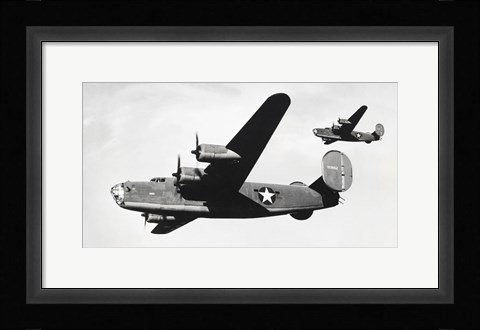 Framed Low angle view of two bomber planes in flight, B-24 Liberator Print