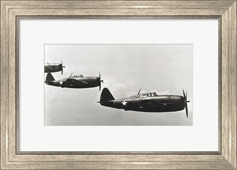 Framed Three fighter planes, P-47 Thunderbolt Print