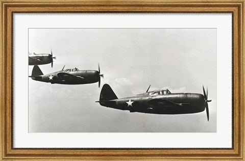 Framed Three fighter planes, P-47 Thunderbolt Print