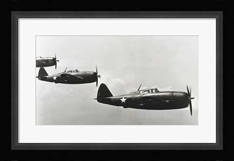 Framed Three fighter planes, P-47 Thunderbolt Print