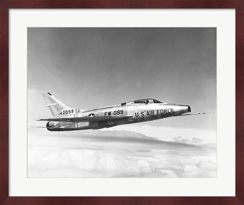 Framed Side profile of a fighter plane in flight, F-100C Super Sabre Print