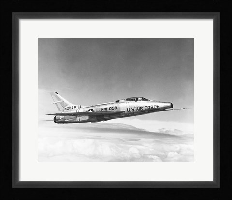 Framed Side profile of a fighter plane in flight, F-100C Super Sabre Print