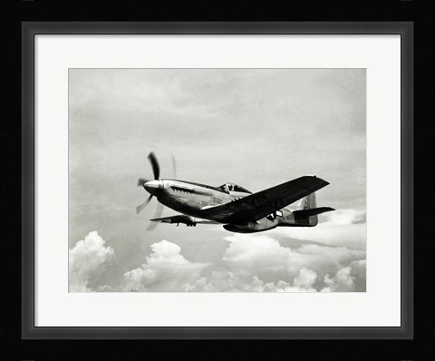 Framed Low angle view of a military airplane in flight, F-51 Mustang Print