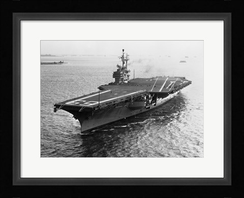 Framed High angle view of an aircraft carrier in the sea, USS Forrestal (CVA-59) Print
