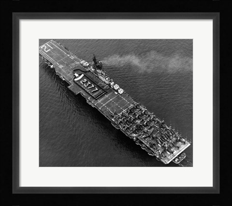 Framed High angle view of an aircraft carrier in the sea, USS Boxer (CV-21), 1951 Print