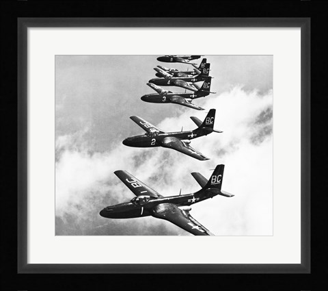 Framed High angle view of fighter planes in flight, Mcdonnell FH-1 Phantom Print