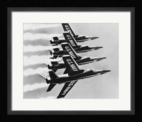 Framed Four fighter planes flying in a formation, Blue Angels, US Navy Precision Flight Team Print
