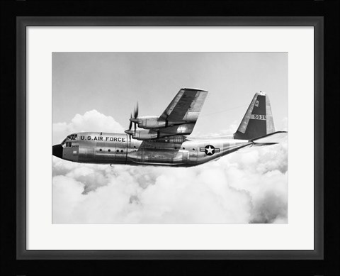 Framed Military airplane in flight Print