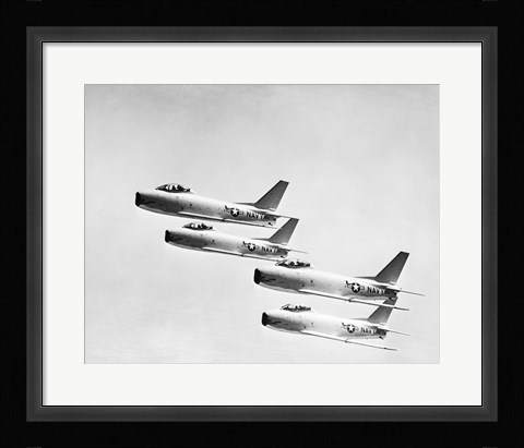 Framed Four military planes flying in a formation Print