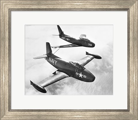 Framed High angle view of two fighter planes in flight Print