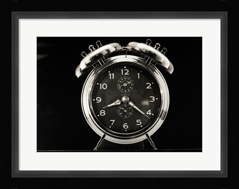 Framed Close up of vintage alarm clock Print