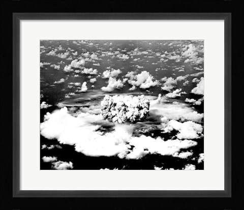 Framed Aerial view of an atomic bomb explosion, Bikini Atoll, Marshall Islands Print