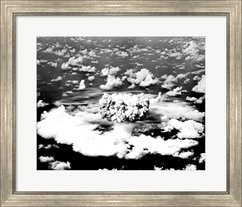 Framed Aerial view of an atomic bomb explosion, Bikini Atoll, Marshall Islands Print