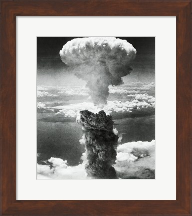 Framed Mushroom cloud formed by atomic bomb explosion, Nagasaki, Japan, August 9, 1945 Print