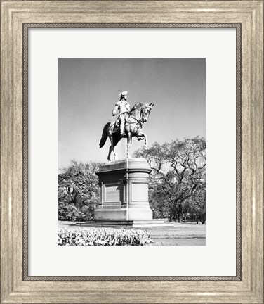 Framed Low angle view of a statue of George Washington, Boston Public Garden, Boston, Massachusetts, USA Print