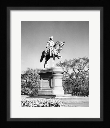 Framed Low angle view of a statue of George Washington, Boston Public Garden, Boston, Massachusetts, USA Print