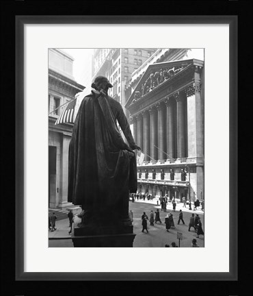 Framed George Washington Statue, New York Stock Exchange, Wall Street, Manhattan, New York City, USA Print