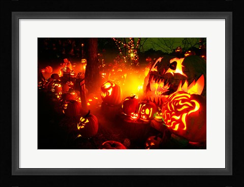 Framed Jack o' lanterns lit up Roger Williams Park Zoo, RI Print