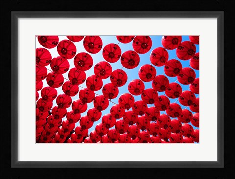 Framed Taiwan,Kaohsiung,Cijin Island,Chinese Lanterns at Tianhou Temple Print