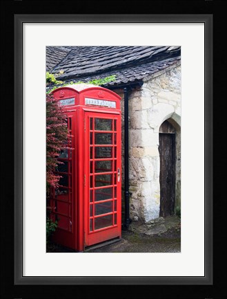 Framed Telephone booth outside a house, Castle Combe, Cotswold, Wiltshire, England Print