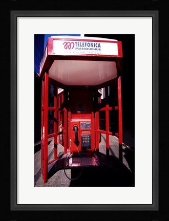 Framed Close-up of a telephone booth, Santiago, Chile Print
