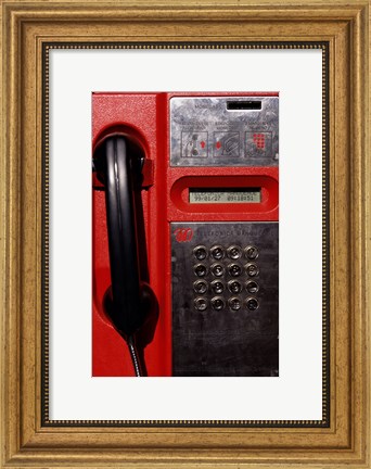 Framed Close-up of a pay phone Print