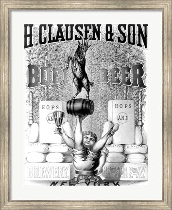 Framed Clausen and Son Bock Beer Print