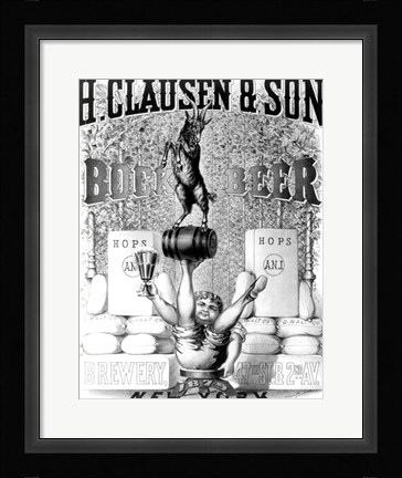 Framed Clausen and Son Bock Beer Print