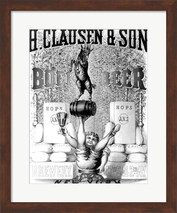 Framed Clausen and Son Bock Beer Print